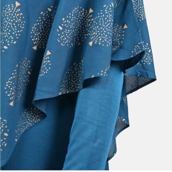 Tamsy Turquoise Color Woven Top S - Picture 4 of 13